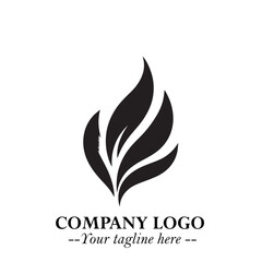Obraz premium Leaf Logo Symbol Black on White Background in Elegant Minimalist Vector Design for Eco Branding