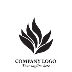 Leaf Logo Symbol Black on White Background in Elegant Minimalist Vector Design for Eco Branding