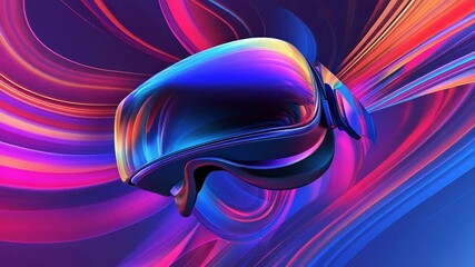 Virtual reality headset integrating into abstract digital metaverse - Powered by Adobe