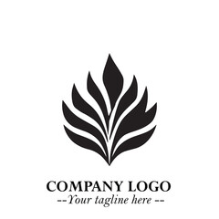 Leaf Logo Symbol Black on White Background in Elegant Minimalist Vector Design for Eco Branding