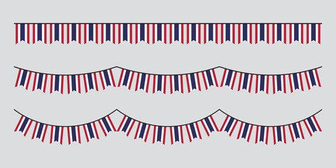 Seamless flag of Thailand party bunting border. Flat design illustration.	