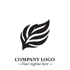 Fototapeta premium Leaf Logo Symbol Black on White Background in Elegant Minimalist Vector Design for Eco Branding