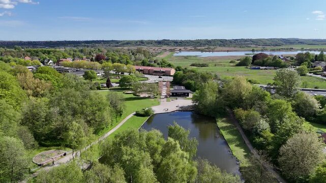 Drone Flythrough of Doktorparken, Randers on a Sunny Day