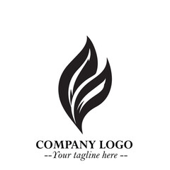 Leaf Logo Symbol Black on White Background in Elegant Minimalist Vector Design for Eco Branding