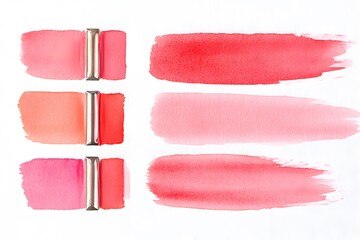 Watercolor Paint Swatches Red Pink Coral Shades Texture