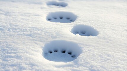 Detailed Animal Footprints Preserved in Fresh Winter Snow in a Beautiful Mountain Landscape Scene