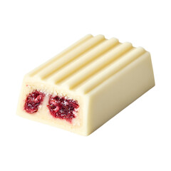 Delicious one White Chocolate Candy with Raspberry on transparent background