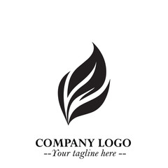 Leaf Logo Symbol Black on White Background in Elegant Minimalist Vector Design for Eco Branding
