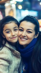 Closeup Portrait Mother Daughter Affectionate Embrace