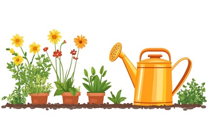 Nurturing Garden Plants Flowers Watering Can  Growth