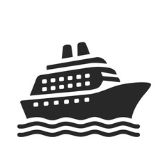 Obraz premium Cruise ship solid icon vector for travel and sea transportation design.