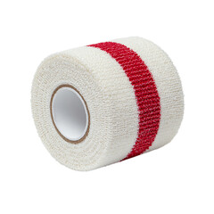 Elastic Adhesive Bandage Roll with Red Stripe on transparent background