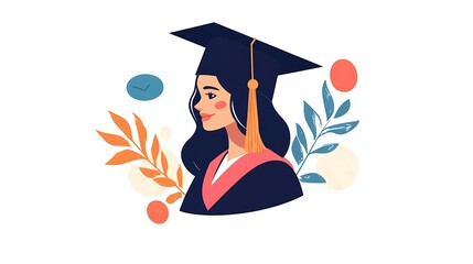 Academic Achievement Female Graduate Illustration