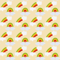 Obraz premium seamless pattern with rainbows and clouds