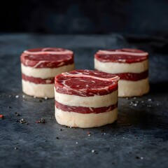 Delicious Layered Beef Steaks Ready for Grilling