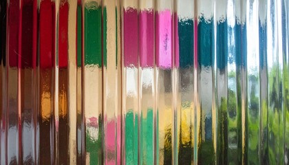 Vibrant Wavy Glass Texture with Reflections and Iridescent Light Abstract Background