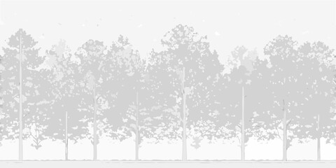 Obraz premium Monochromatic abstract forest with tall trees and dense foliage in a minimalist style