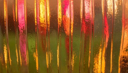 Vibrant Wavy Glass Texture with Reflections and Iridescent Light Abstract Background
