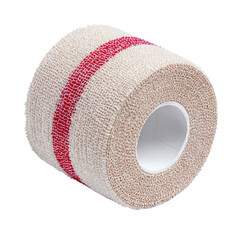Elastic Adhesive Bandage Roll with Red Stripe on transparent background