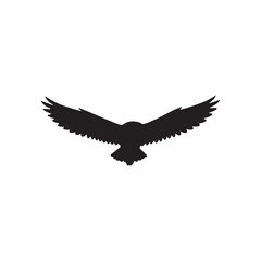 Flying owl silhouette vector flat illustration design on white background