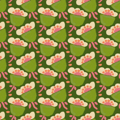seamless retro pattern with pink flowers