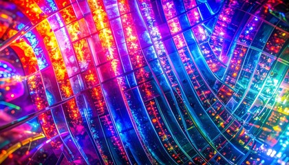 Vibrant Wavy Glass Texture with Reflections and Iridescent Light Abstract Background