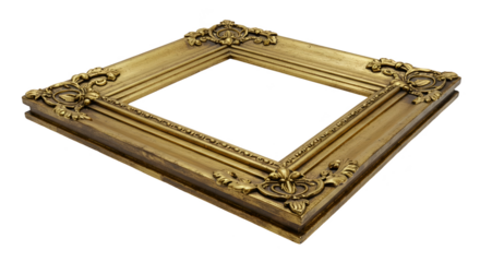 Ornate Golden Picture Frame Isolated Transparent Background Realistic Photo
