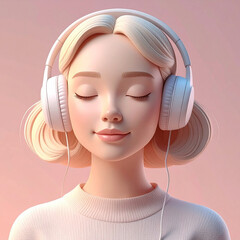 young woman listening to music