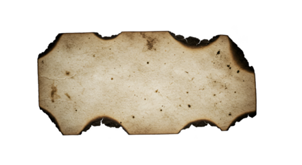 Photo Burnt Paper Fragment With Jagged Edges and Dark Spots