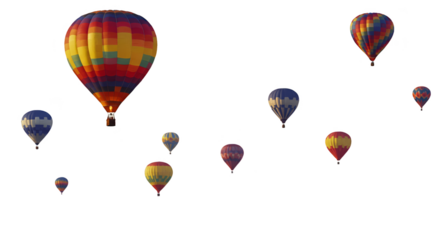 Photo Colorful Hot Air Balloons Floating Transparent Background
