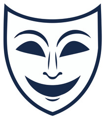 Theater mask icon with cheerful expression theatrical performance symbol