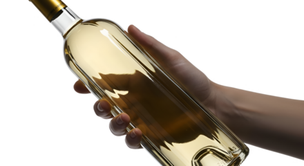 Photo Hand Holding White Wine Bottle Transparent Background