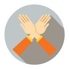 Obraz premium Symbolic crossed hands against prohibition of something or a negative sign