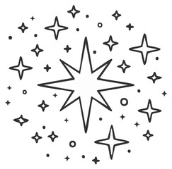 Obraz premium Abstract starburst and sparkle design in a hand drawn outline style