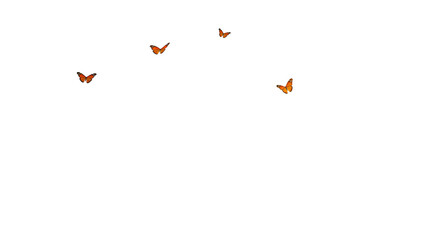 Isolated Realistic Illustration Orange Butterflies Flying Transparent Background