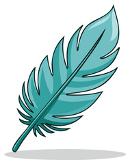 Fototapeta premium Turquoise Feather Illustration on a White Background
