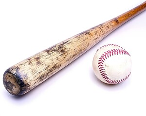 Vintage Baseball Bat and Ball Closeup Still Life Photography