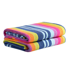 Folded Colorful Striped Beach Towel on transparent background