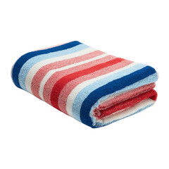 Folded Colorful Striped Beach Towel on transparent background