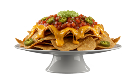 Photo Nachos with Cheese and Guacamole Isolated on Black