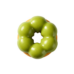 Isolated Realistic Matcha Donut With Green Glaze and Sprinkles