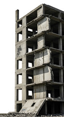 Photo of a Ruined Concrete Building with Black Transparent Background