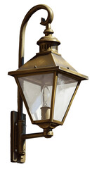 Photo of a Vintage Brass Wall Lamp Isolated on Black