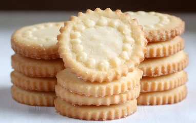 Delicious Shortbread Cookies Stacked High, Sweet Treats