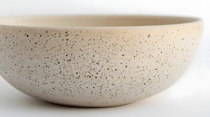 Speckled Cream Ceramic Bowl,  Closeup Studio Shot of Handmade Pottery