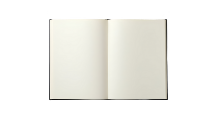 Isolated realistic open blank notebook on black background