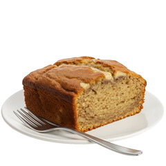 Photo Of Banana Bread Slice With Fork On Plate Isolated