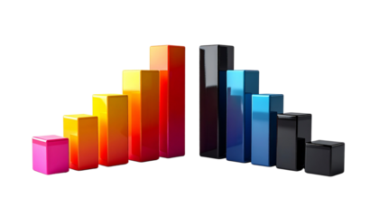 3D Bar Chart Duo Set, isolated on transparent background