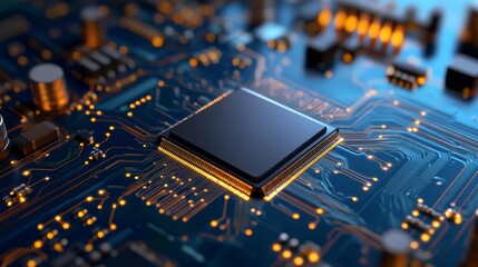 Exploring the intricacies of microprocessor technology on a circuit board technology lab close-up high-tech environment detailed view innovation in computing