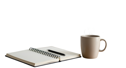 Isolated Realistic Photo Mug And Open Notebook With Pencil